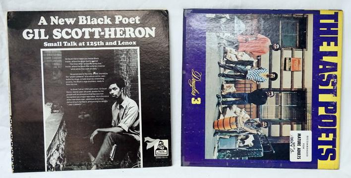 2 SPOKEN WORD RECORDS: LOT OF TWO SPOKEN WORD RECORDS; THE LAST POETS (GATEFOLD, DOUGLAS 3) & A NEW BLACK POET GIL SCOTT-HERON SMALL TALK AT 125TH AND LENOX(GATEFOLD, FLYING DUTCHMAN STEREO FDS 131)