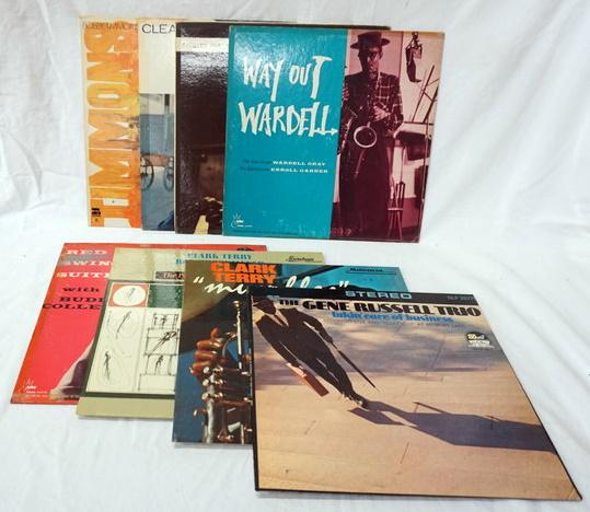 LOT OF 8 JAZZ ALBUMS: LOT OF EIGHT JAZZ ALBUMS; BOBBY TIMMONS TRIO FROM THE BOTTOM, CLARK TERRY *MUMBLES* & THE POWER OF POSITIVE SWINGING, WAY OUT WARDELL, THE GENE RUSSELL TRIO TAKIN' CARE OF BUSINESS, EDDIE VINSON SINGS