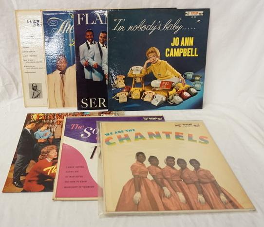 LOT OF 7 ALBUMS ON END LABEL: LOT OF SEVEN ALBUMS ON END RECORD LABEL; THE FLAMINGOS FAVORITES, SOUNDS OF THE FLAMINGOS & SERENADE, THE IMPERIALS FEATURING LITTLE ANTHONY & *HAVING A BALL* JO ANN CAMPBELL *I'M NOBODY'D BABY…..*
