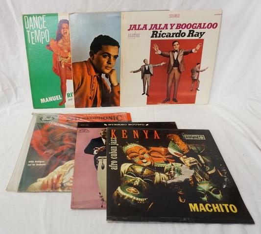 LOT OF 6 LATIN RECORDS: LOT OF 6 LATIN RECORDS; MANUEL RIVERA CHA CHA CHA, SE SOTO ON THE LOOSE RICARDO RAY & JALA JALAY BOOGALOO, KENYA MACHITO, LATIN FIRE THE BEAT OF CANDIDO, & BIG BAND LATIN JAZZ WILLIE RODRIGUEZ