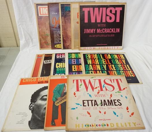 LOT OF 13 RECORDS ON CROWN LABEL: LOT OF 13 RECORDS ON CROWN LABEL; ROOSEVELT SYKES SINGS THE BLUES, SONNY CRISS GERALD WIGGINS ERROL GARN STAN GETZ, ERROL GARNER WARDELL GRAY BARNEY KESSEL GERALD WIGGINS, GERRY MULLIGAN CHET BAKER CH