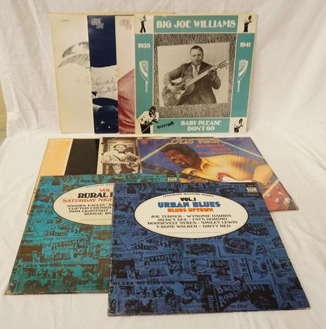 LOT OF 10 BLUES ALBUMS: LOT OF TEN BLUES ALBUMS; NOW APEARING JIMMY REED, FUNNY PAPA SMITH THE ORIGINAL HOWLING WOLF, HOWLIN WOLF GOING BACK HOME, LONNIE JOHNSON THE ORIGINATOR OF MODERN GUITAR BLUES, B.B. KING THE RAREST KI