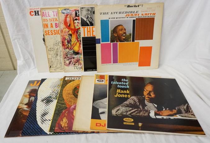 LOT OF 11 JAZZ RECORDS: LOT OF 11 JAZZ RECORDS; JAZZ MASQUERADE, NEW DIRECTIONS THEH AFRO BLUES QUINTET PLUS ONE, VIOLIN SUMMIT, THE LEGENDARY DJANGO, MINGUS DYNASTY, ALL THE CATS JOIN IN 25 STAR JAZZMEN IN A BUCK CLAYTON JA