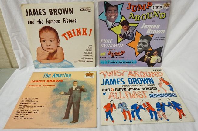 JAMES BROWN, LOT OF 4 ALBUMS ON KING: LOT OF FOUR JAMES BROWN ALBUMS ON KING RECORD LABEL; JUMP AROUND WITH JAMES BROWN, JAMES BROWN & THE FAMOUS FLAMES THINK!TWIST AROUND WITH JAMES BROWN & THE AMAZING JAMES BROWN & THE FAMOUS FLAMES