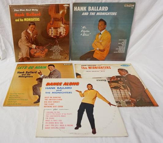 HANK BALLARD LOT OF 5 ALBUMS ON KING: LOT OF FIVE HANK BALLARD ALBUMS ON KING RECORD LABEL; *MR. RHYTHM & BLUES* THE ONE & ONLY, DANCE ALONG, THEIR GREATEST JUKEBOX HITS & LETS GO AGAIN