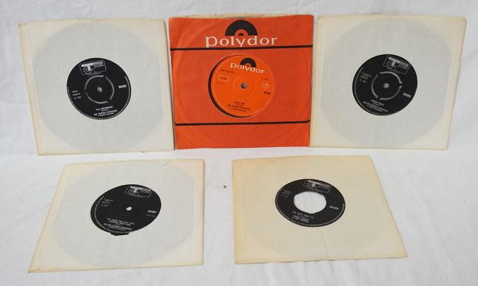 LOT OF 5 JIMI HENDRIX 45S: LOT OF FIVE BRITISH JIMI HENDRIX 45S