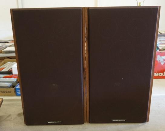 MARANTZ SPEAKERS SILVER IMAGE SERIES: MARANTZ SPEAERS SILVER IMAGE SERIES W/STANDS, SOME CONE TEARS ON SPEAKER