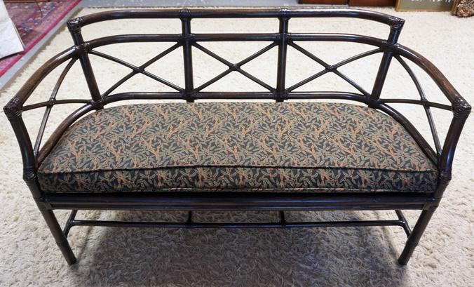 RATTAN SETTEE: RATTAN SETTEE, 53 IN WIDE