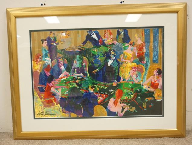 LEROY NEIMAN SERIGRAPH DESERT INN, LAS VEGAS: LEROY NEIMAN SERIGRAPH DESERT INN, LAS VEGAS, DEPICTS ONE OF THE PRIVATE GAMING SALONS AT THE DESERT INN, 35 1/2 IN X 27 1/2 IN INCLUDING FRAME