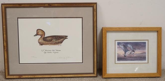 2 LIMITED EDITION DUCK PRINTS ET PETERSON & JIM: 2 LIMITED EDITION DUCK PRINTS ET PETERSON & JIM PETERSON, BOTH PENCIL SIGNED & NUMBERED, LARGEST IS 21 1/2 IN X 17 3/4 IN INCLUDING FRAME