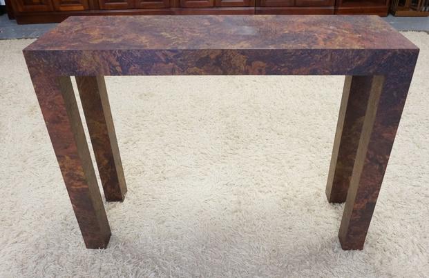 MODERN CONSOLE TABLE: MODERN CONSOLE TABLE, 43 1/4 IN X 14 1/4 IN X 32 1/2 IN HIGH