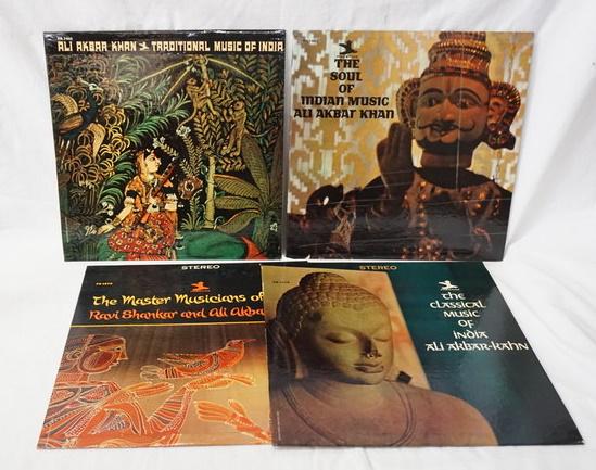 LOT OF 4 ALI AKBAR KHAN ALBUMS: LOT OF FOUR ALI AKBAR KHAN ALBUMS; THE SOUL OF INDIAN MUSIC, TRADITIONAL MUSIC OF INDIA, THE CLASSICAL MUSIC OF INDIA & THE MASTER MUSICANS OF INDIA