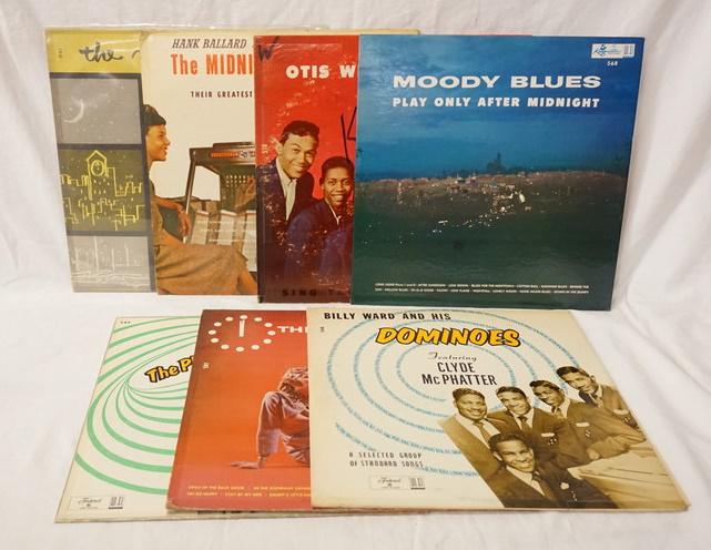 LOT OF 7 ALBUMS ON KING/FEDERAL: LOT OF SEVEN ALBUMS ON KING/ FEDERAL RECOD LABELS; HANK BALLARD & THE MIDNIGHTERS THEIR GREATEST JUKEBOX HITS & GREATEST HITS, MOODY BLUES PLAY ONLY AFTER MIDNIGHT OTTIS WILLIAMS AND HIS CHARMS, BILLY