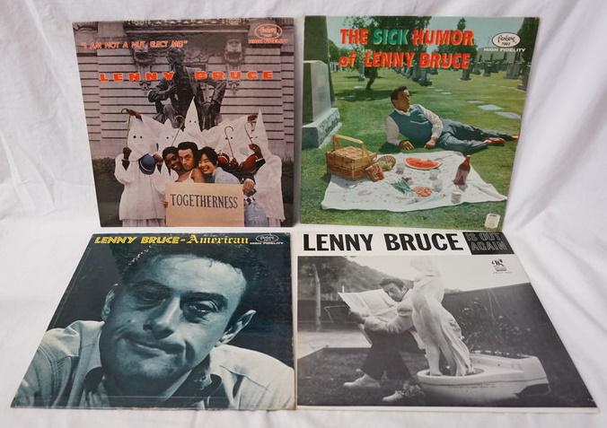LOT OF 4 LENNY BRUCE RECORDS: LOT OF FOUR LENNY BRUCE RECORDS; *I AM NOT A NUT, ELECT ME* TOGETHERNESS, THE SICK HUMOR OF LENNY BRUCE, LENNY BRUCE IS OUT AGAIN & LENNY BRUCE-AMERICAN