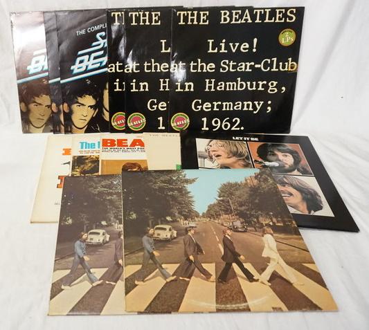 LOT OF 13 BEATLES ALBUMS: LOT OF 13 THE BEATLES ALBUMS; THE COMPLETE SILVER BEATLES ( THREE COPIES ONE IS AUDIO RARITIES AR 2452 THE OTHER TWO ARE BOOTLEG) THE BEATLES LIVE AT THE STAR CLUB IN HAMBERG GERMANY (DOUBLE LP, THREE