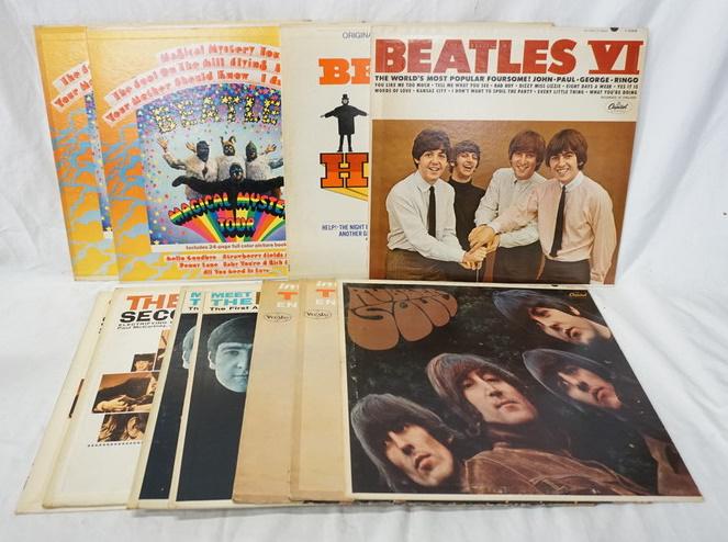 LOT OF 11 MONO BEATLES ALBUMS: LOT OF 11 MONO BEATLES ALBUMS; MAGICAL MYSTERY TOUR (TWO COPIES BOTH HAVE BOOKLET BUT ONE HAS COME DETACHED) HELP! THE BEATLES IV, RUBBER SOUL, INTRODUCING THE BEATLES (TWO COPIES) MEET THE BEATLES (T