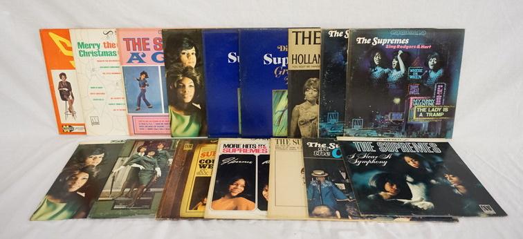 LOT OF 16 THE SUPREMES ALBUMS: DIANNA ROSS & THE SUPREMES (TWO COPIES DOUBLE LP, BOTH COPIES COME WITH PRINTS OF BAND MEMBERS) I HEAR A SYMPHONY, THE SUPREMES AT THE COPA, THE SUPREMES REMEMBER SAM COOKE, MORE HITS BY THE SUPREMES,
