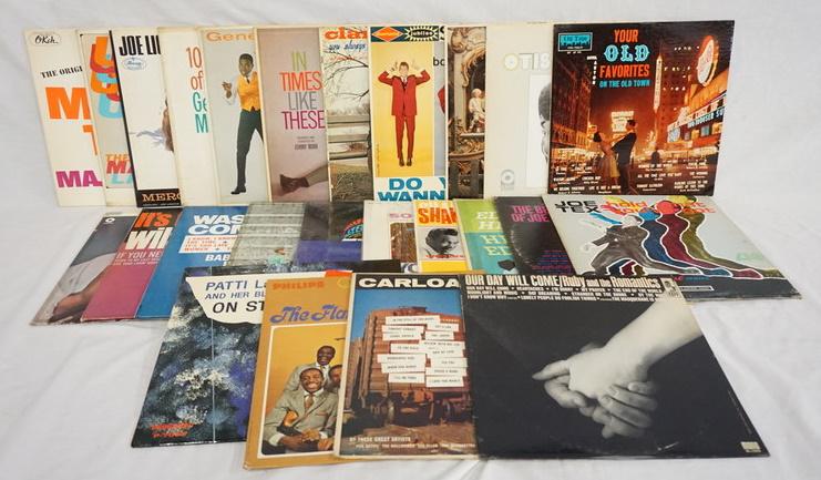 LOT OF 25 R & B ALBUMS: LOT OF 25 R & B ALBUMS; PATTI LABELLE AND HER BLUE BELLS ON STAGE (COMES W/ LP PLUS 45) THE BEST OF JOE TEX, OUR DAY WILL COME RUBY AND THE ROMANTICS, CARLOAD O' HITS, THE FLAMINGOS THEIR HITS THEN & 