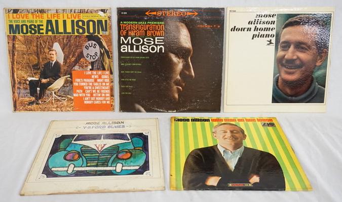 LOT OF 5 MOSE ALLISON ALBUMS: LOT OF FIVE MOSE ALLISON ALBUMS; I LOVE THE LIFE I LIVE, THE MOSE ALLISON DOWN HOME PIANO, TRANSFIGURATION OF HIRAM BROWN, MOSE ALLISON WILD MAN ON THE LOOSE & MOSE ALLISON SINGS & PLAYS V-8 FORD BLUE