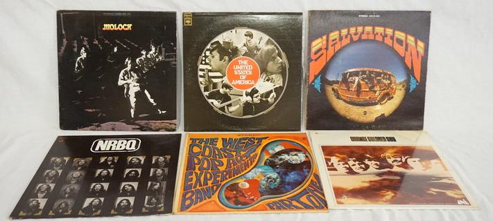 LOT OF 6 ROCK ALBUMS: LOT OF SIX ROCK ALBUMS; SALVATION, MOLOCH, THE UNITED STATES OF AMERICA, ORANGE COLORED SKY (SEALED) THE WEST COAST POP ART EXPERIMENTAL BAND & NRBQ
