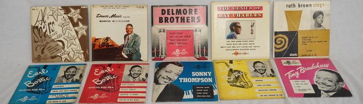 LOT OF 10 EPS ON KING/ATLANTIC: LOT OF TEN EPS ON KING/ATLANTIC RECORD LABELS, INCLUDING; TINY BRADSHAW, EARL BOSTIC, SONNY THOMPSON, RUTH BROWN, RAY CHARLES, DELMORE BROTHERS & AL SEARS