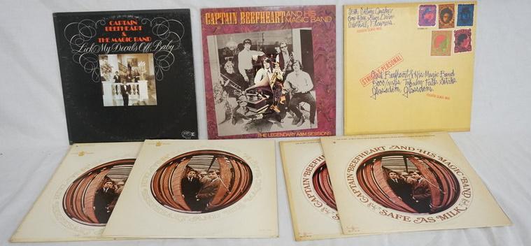 LOT OF 7 CAPTAIN BEEFHEART ALBUMS: LOT OF SEVEN CAPTAIN BEEFHEART ALBUMS; STRICTLY PERSONAL, THE LEGENDARY A&M SESSIONS, LICK MY DECALS OFF BABY & SAFE AS MILK (FOUR COPIES 3 ARE STEREO, ONE IS MONO)