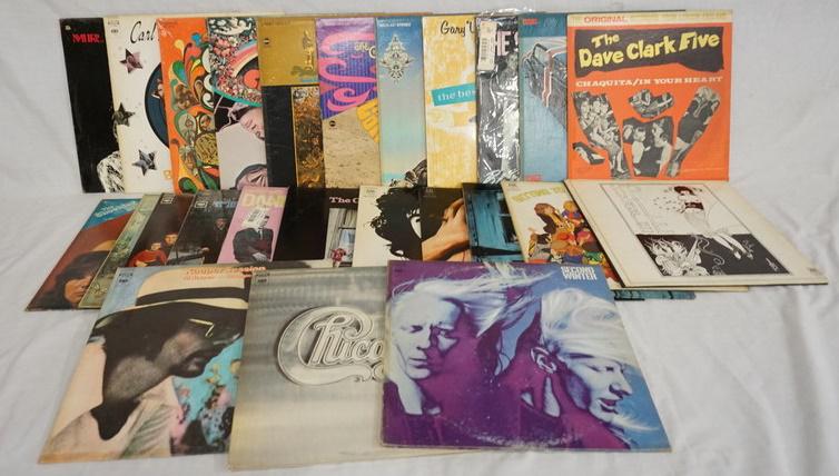 LOT OF 25 ROCK ALBUMS: LOT OF 25 ROCK ALBUMS; CHICAGO SELF TITLED (DOUBLE LP, COMES WITH POSTER) TAJ MAHAL SELF TITLED, BLOOD SWEET & TEARS CHILD IS FATHER TO THE MAN, THE SHOCKING BLUE ELF TITLED, JOHNNY WINTER THE SECOND 