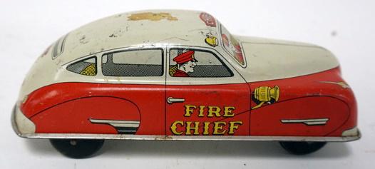 Antique Tin Toy Fire Chief Car
