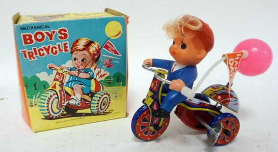 VINTAGE BOY TOY WINDUP TRICYCLE IN BOX (1 of 1)