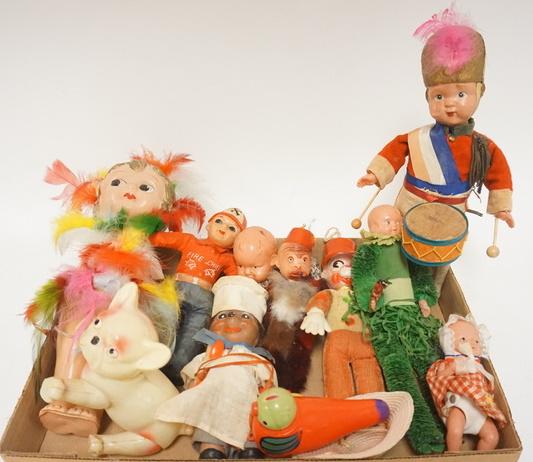 ASSORTMENT OF VINTAGE CELLULOID DOLLS & ANIMALS (1 of 1)