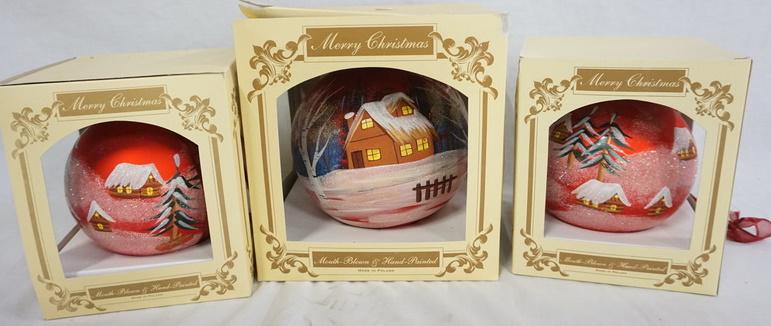 COLLECTION OF 3 LARGE HAND BLOWN CHRISTMAS BALLS BY (1 of 1)