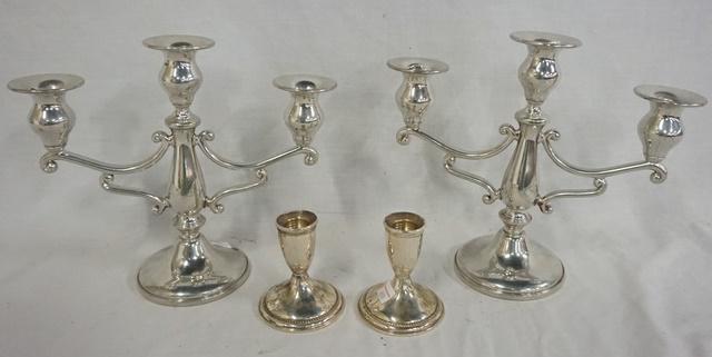 2 PEWTER CANDELABRUM AND 2 STERLING WEIGHTED CANDLE (1 of 1)