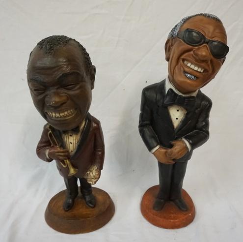 2 STATUES SATCHMO & RAY CHARLES: 2 STATUES SATCHMO & RAY CHARLES