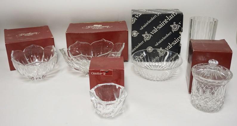 6 PIECE CRYSTAL LOT W/ORREFORS, VAL ST LAMBERT, ETC (1 of 1)