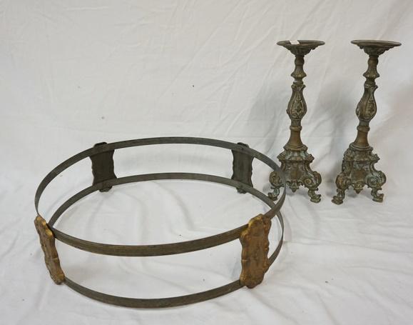 LOT W/ 2 LAMP BASES & METAL RING (1 of 1)
