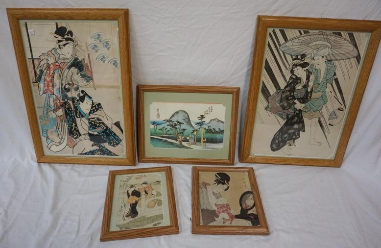 GRP OF 5 FRAMED ASIAN PRINTS (1 of 1)