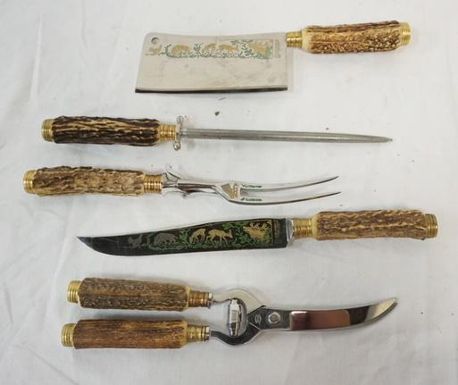 LOT OF BONE HANDLE CUTTLERY: LOT OF BONE HANDLE CUTTERLY ANTON WINGEN JR GERMANY