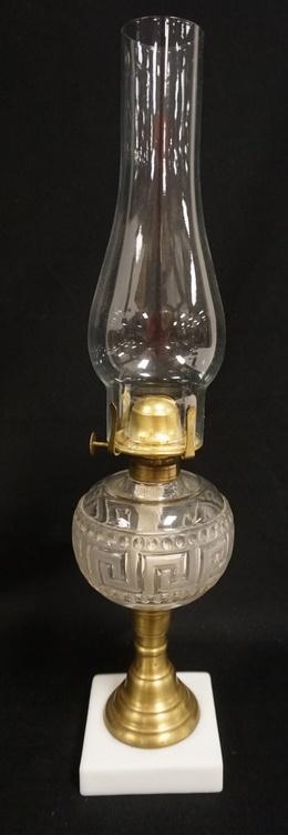 ANTIQUE KERO LAMP GREEK KEY PATTERN: ANTIQUE KERO LAMP GREEK KEY PATTERN