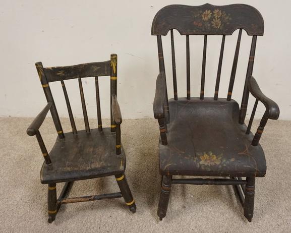 2 CHILDS DECORATED ROCKERS: 2 CHILDS DECORATED ROCKERS