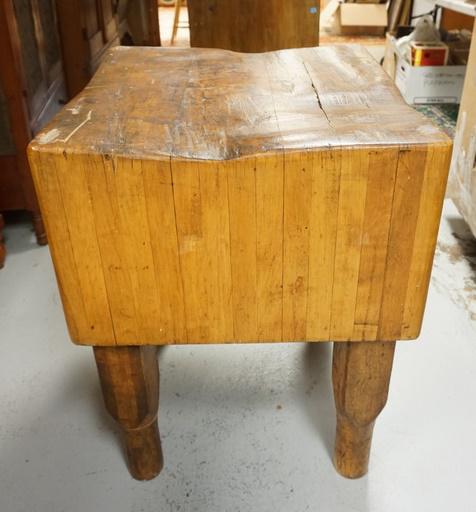 BUTCHER BLOCK: BUTCHER BLOCK, APPROXIMATELY 2 IN SQUARE, 32 IN HIGH