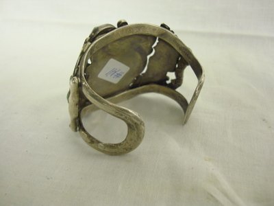 NAVAJO SILVER & TURQUOISE LARGE BRACELET - 2