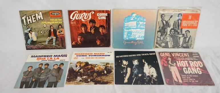 LOT OF 8 45S/EPS: LOT OF EIGHT 45S/EPS WITH PICTURE SLEEVES; THEM, GROUNDHOGS SPLIT, THE VOXPOPPERS, GENE VINCENT, GURUS MANFRED MANN & HEARTBREAKERS