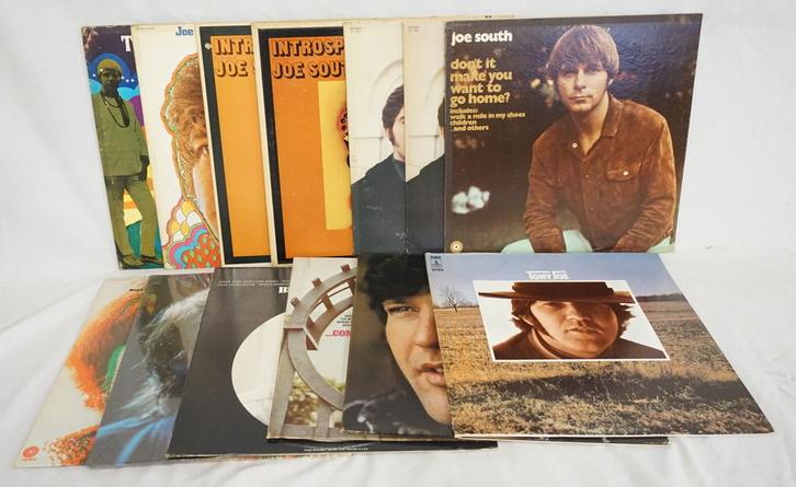 LOT OF 13 ALBUMS JOE SOUTH/TONY JOE: LOT OF FOUR TONY JOE ALBUMS; SELF TITELED (TONY JOE) SELF TITED (TONY JOE WHITE) … CONTINUED & BLACK & WHITE. AND NINE JOE SOUTH ALBUMS; DON'T IT MAKE YOU WANT TO GO HOME, THE GAMES PEOPLE PLAY (TWO