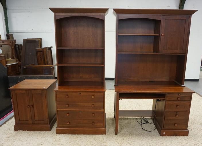 ETHAN ALLEN 3 PIECE DESK UNIT: ETHAN ALLEN 3 PIECE DESK UNIT W/BOOKSHELVES & FILE CABINET