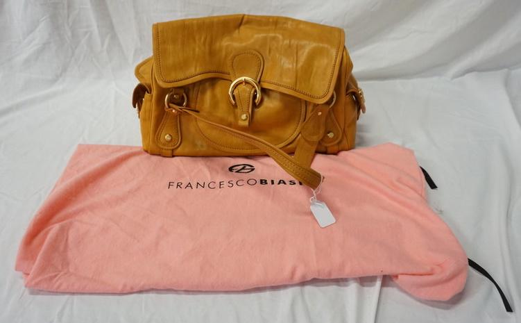 FRANCESCO BIASIA TAN LEATHER OVERNIGHT BAG (1 of 5)