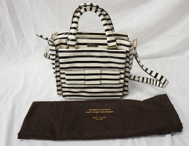 KATE SPADE STRIPED PATENT LEATHER HANDBAG (1 of 5)