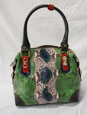 MARINO ORLANDI ITALY MULTI COLORED ALAGATOR BAG: MARINO ORLANDI ITALY MULTI COLORED ALAGATOR BAG, NEW WITH TAGS, 12 IN X 10 IN X 5 1/2 IN