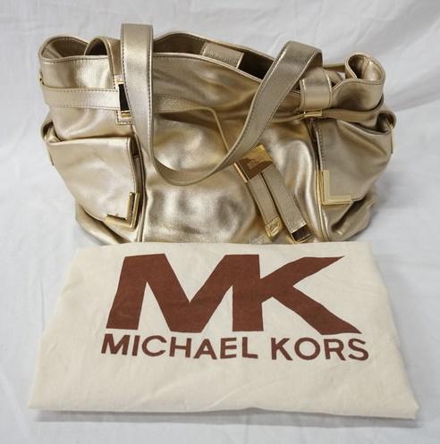 MICHAEL KORS GOLD LEATHER SATCHEL (1 of 5)