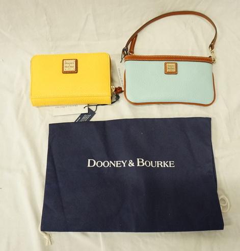 DOONEY & BOURKE WRISTLET, WALLET AND CLOTH STORAGE BAG: DOONEY & BOURKE WRISTLET, WALLET AND CLOTH STORAGE BAG, NEW WITH TAGS