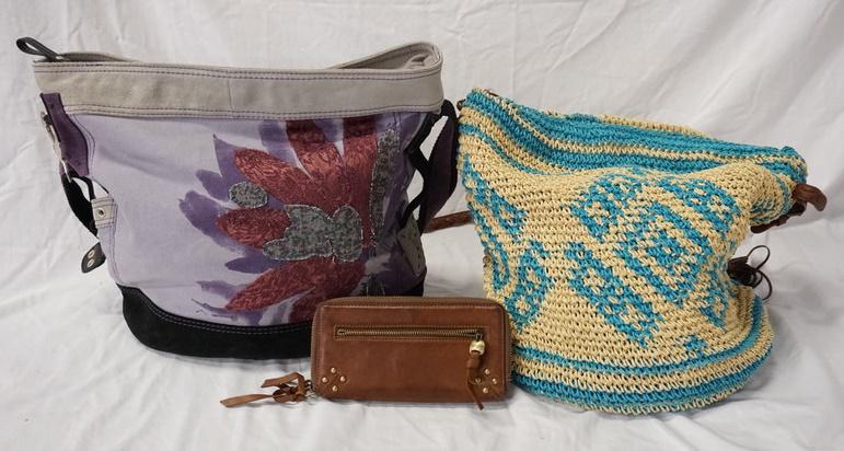 LUCKY BRAND STRAW TOTE, WALLET AND CANVAS TOTE (1 of 1)